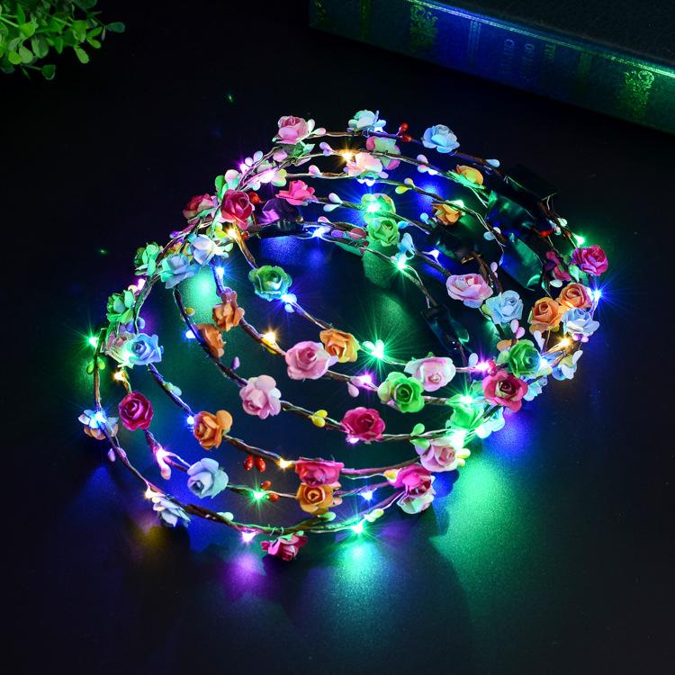 تاج عصابة رأس على شكل زهرة LED
